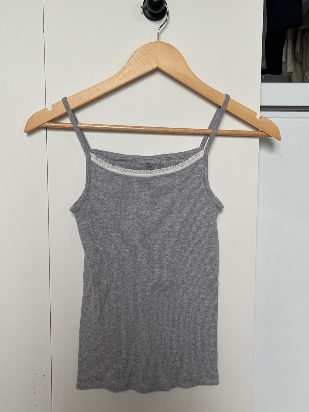 Brandy Melville Gray Lace-Trim Spaghetti Strap Tank